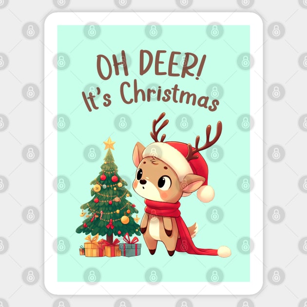 Oh Deer Its Christmas Sticker by Takeda_Art